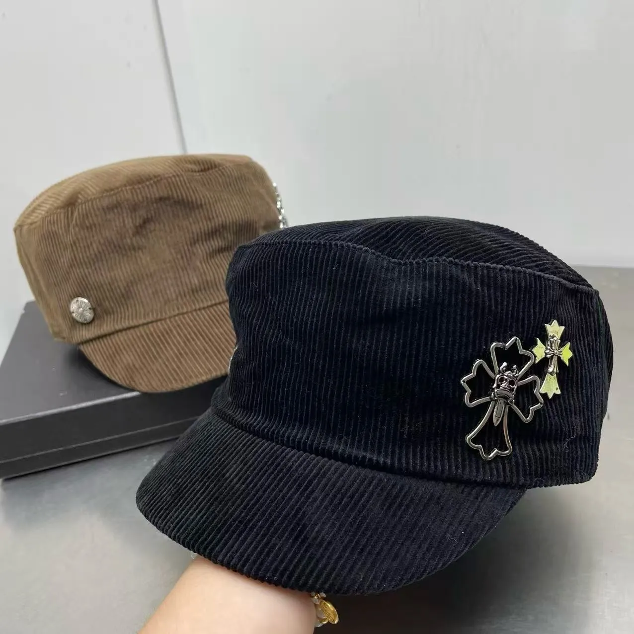 ☦︎𒋲☦︎Cro heart corduroy military hat